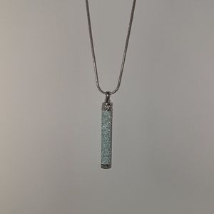 Long Silver Pendant Necklace